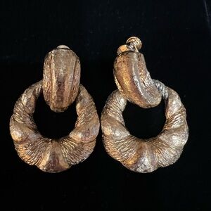 Napier Vintage Convertible Gold Textured Hoop Earrings